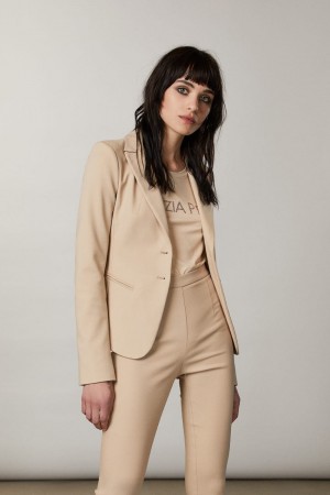 Patrizia Pepe 2-button Slim Jacket Beige | 83OLJUWGC