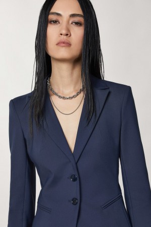 Patrizia Pepe 2-button Slim Jacket Blu | 19SQJHEFR