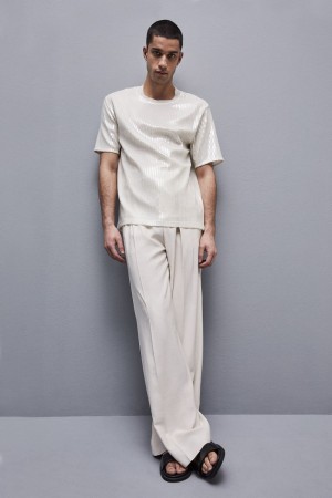 Patrizia Pepe Boxy T-shirt With Sequins Bianche | 94CBWQTGP