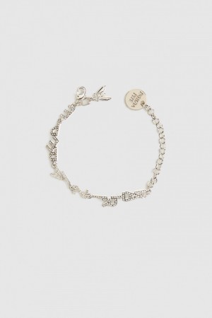 Patrizia Pepe Brass Bracelet With Rhinestones Argento | 86YVZQEJS