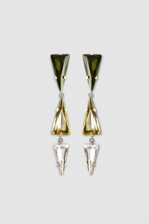 Patrizia Pepe Brass Earrings With Rhinestones Verdi | 48BQSUFKT