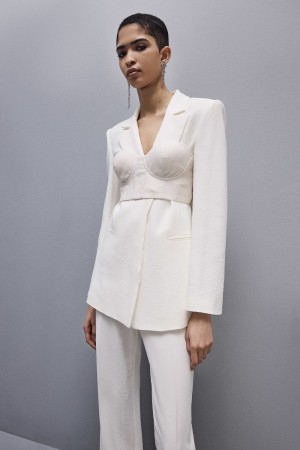 Patrizia Pepe Canvas And Lurex Bustier Bianche | 48FVLQUGA