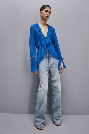 Patrizia Pepe Chiffon Blouse Blu | 90FPJBQCO