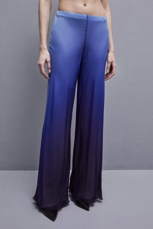 Patrizia Pepe Chiffon Pants With Degradè Print Blu Chiaro | 84MVIQCXK