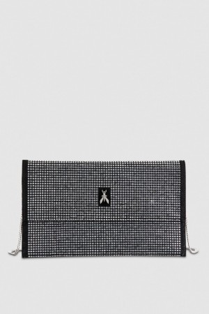 Patrizia Pepe Clutch Bag With Rhinestones And Shoulder Strap Nere | 97IHKSJRT