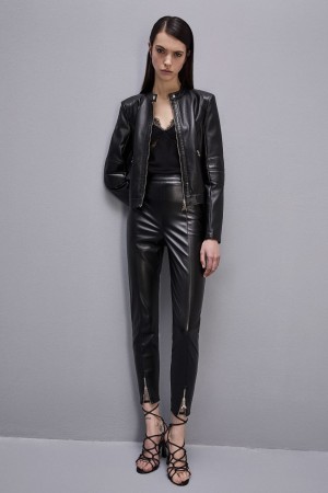 Patrizia Pepe Coated Fabric Biker Jacket Nere | 14GKFALXC