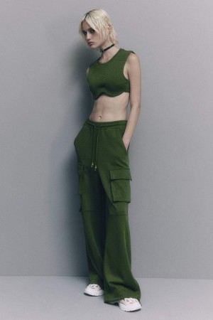 Patrizia Pepe Cotton Blend Fleece Cargo Pants Verdi | 92HBVNXPU