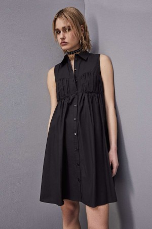 Patrizia Pepe Cotton Chemisier Mini Dress Nere | 27KHZXSIB