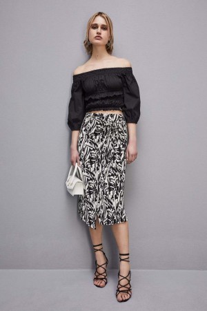 Patrizia Pepe Cotton Off-shoulder Top Nere | 73NAWICOX