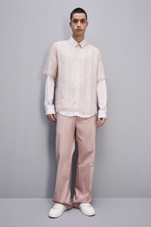 Patrizia Pepe Cotton Twill Trumpet Pants Rosa | 43HZRSNBI