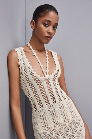 Patrizia Pepe Crochet-effect Dress Made Of Recycled Nylon Bianche | 92EJBIRGO