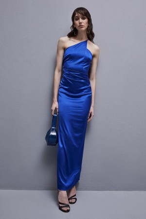 Patrizia Pepe Cut-out Dress In Certified Viscose Blu Chiaro | 82GEPKBQD
