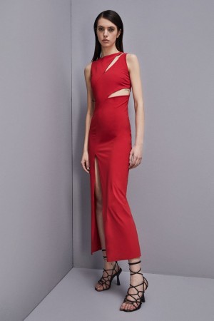 Patrizia Pepe Cut-out Jersey Dress Rosse | 84HITQWYU