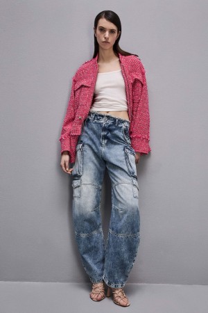 Patrizia Pepe Denim Cargo Pants Blu Chiaro | 58QSXROZJ