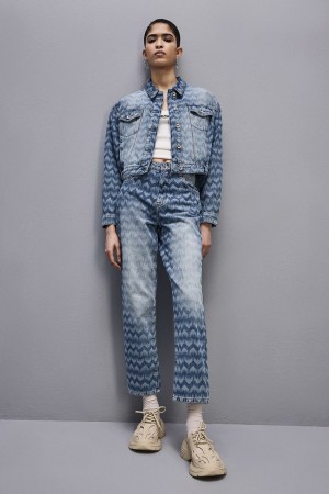 Patrizia Pepe Denim Cigarette Pants Blu | 74WDOKFPX