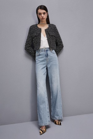 Patrizia Pepe Denim Pants With Rhinestones Blu Chiaro | 34MLRQNYA