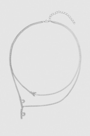 Patrizia Pepe Double Chain Brass Necklace Argento | 34DFIUJKT