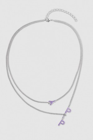 Patrizia Pepe Double Chain Brass Necklace Rosa | 49USBGYWC