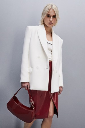Patrizia Pepe Double-breasted Over Peacoat Bianche | 71ERNWBFC