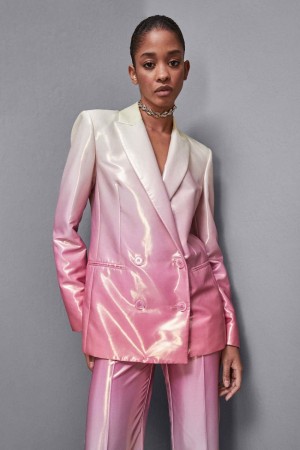 Patrizia Pepe Double-breasted Satin Blazer Jacket Colorate | 26OTKLYNV