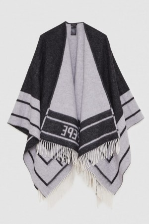 Patrizia Pepe Double-faced Fringed Poncho Nere | 52FCLHMYG
