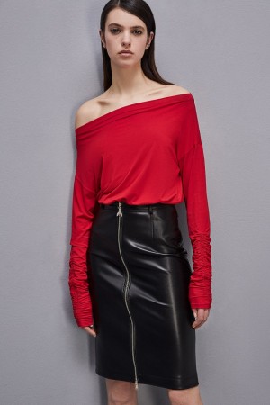 Patrizia Pepe Dropped Shoulder Jersey T-shirt Rosse | 35ZCSLEYP