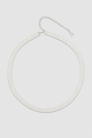 Patrizia Pepe Elegant Rhinestone Belt Argento | 40XZQCADT