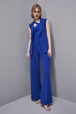 Patrizia Pepe Essential Asymmetrical Neckline Jersey Top Blu Chiaro | 36IDUJWLY