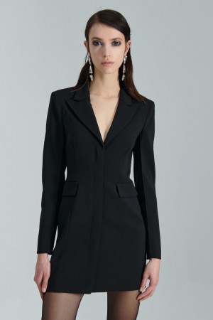 Patrizia Pepe Essential Crepe Dress Jacket Nere | 32FRIMHPD
