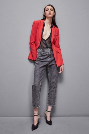 Patrizia Pepe Essential Crepe Jacket With Zipper Rosse | 15DVFGEUC