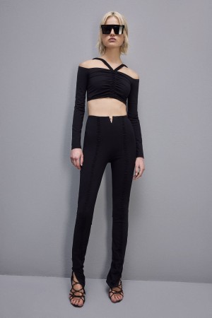Patrizia Pepe Essential Cropped Sweater Nere | 61SONWPRH