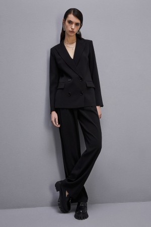 Patrizia Pepe Essential Double-breasted Jacket Nere | 03QBWGVXE