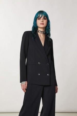 Patrizia Pepe Essential Double-breasted Jacket Nere | 13CYVFQZL