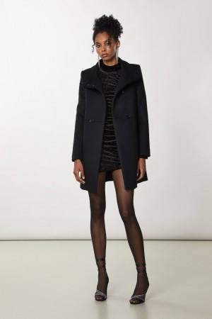 Patrizia Pepe Essential High Neck Coat Nere | 24IRFOHTL
