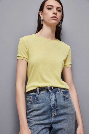 Patrizia Pepe Essential Short-sleeved Sweater Gialle | 35ISTAWMD