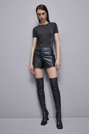 Patrizia Pepe Essential Short-sleeved Sweater Nere | 04YURSITQ