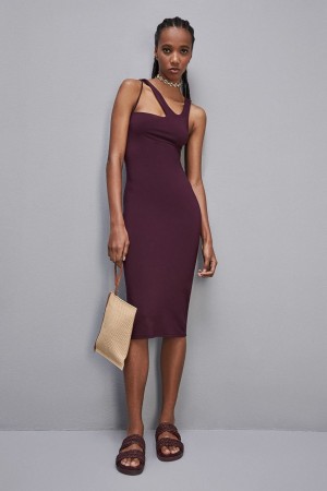 Patrizia Pepe Essential Stretch Jersey Sleeveless Dress Viola | 08LVKRGSN