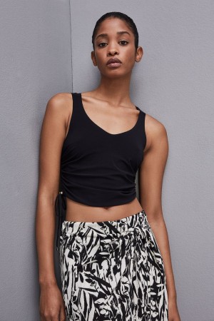Patrizia Pepe Essential Stretch Jersey Sleeveless Top Nere | 45DOBJQPV