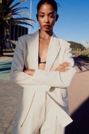 Patrizia Pepe Essential Viscose And Linen Jacket Bianche | 81HMYVRIJ