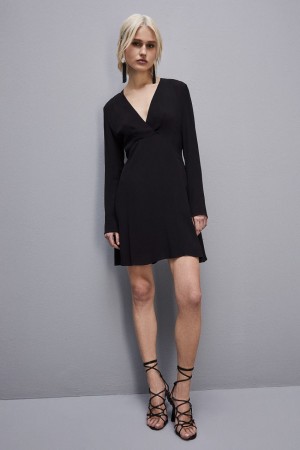 Patrizia Pepe Essential Viscose Crepe Dress Nere | 80VQAZTMY