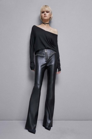 Patrizia Pepe Essential Viscose Long-sleeved Sweater Nere | 54MWBZKJX