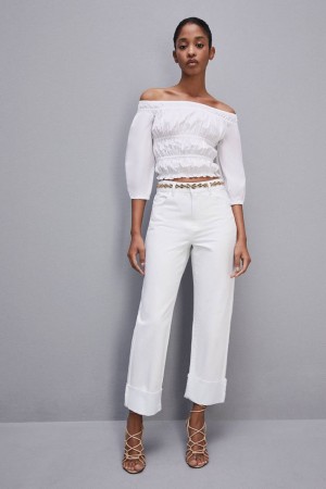 Patrizia Pepe Essential White Bull Denim Pants Bianche | 71DPFSAUK