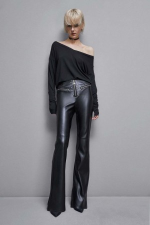 Patrizia Pepe Faux Leather High-waisted Flared Pants Nere | 06TGZRJHV