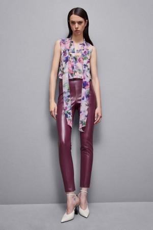 Patrizia Pepe Faux Leather Leggings Viola | 56TVGRWME