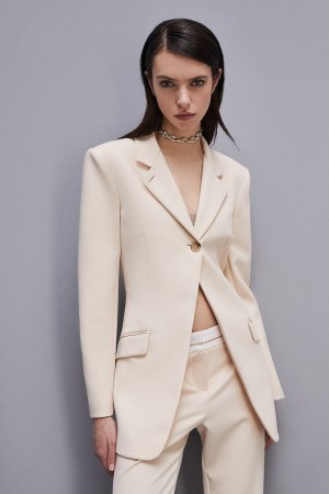 Patrizia Pepe Feminine One-button Jacket Beige | 23TXOLWAE