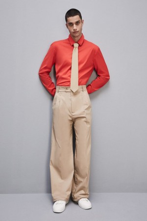 Patrizia Pepe Fitted Shirt Without Pleats In Viscose Twill Rosse | 17VPWFCQR