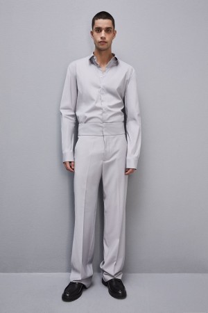 Patrizia Pepe Fitted Shirt Without Pleats In Viscose Twill Grigie | 91LEPAWVX