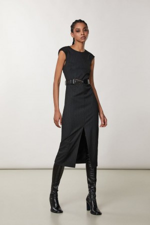 Patrizia Pepe Flannel Midi Dress Nere | 20TJEXDBY