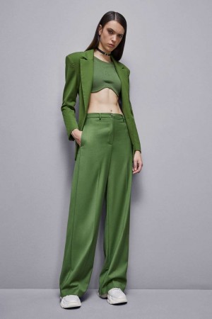 Patrizia Pepe Flannel Pants With Pleats Verdi | 36JHCNOPV