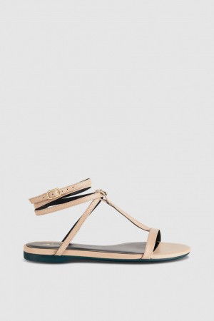 Patrizia Pepe Flat Sandals With Ankle Strap Beige | 19SHPITXK